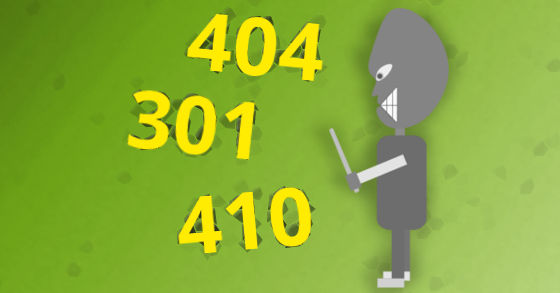 404, 410 og 301 HTTP status meddelelser.