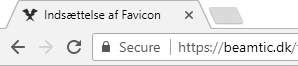 Favicon vist i en tab på en browser.