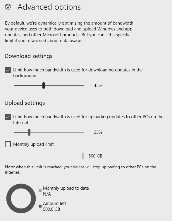 Sådan kontrollere du båndbredde forbrug i Windows Update.